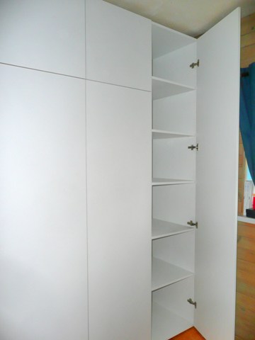 purpose made cabinet in splayed opening