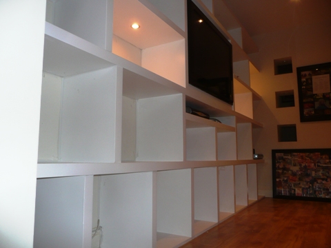 wall shelving and desk
