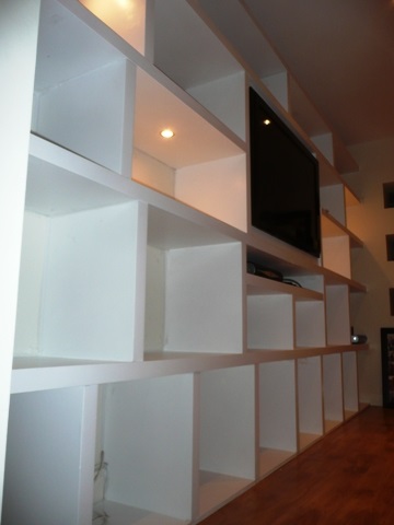 wall shelving and desk