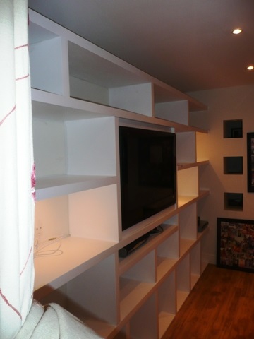 wall shelving and desk